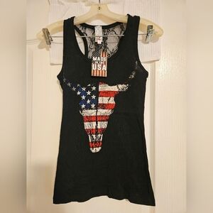 PBR Black Ribbed and Lace Racerback Tank Top